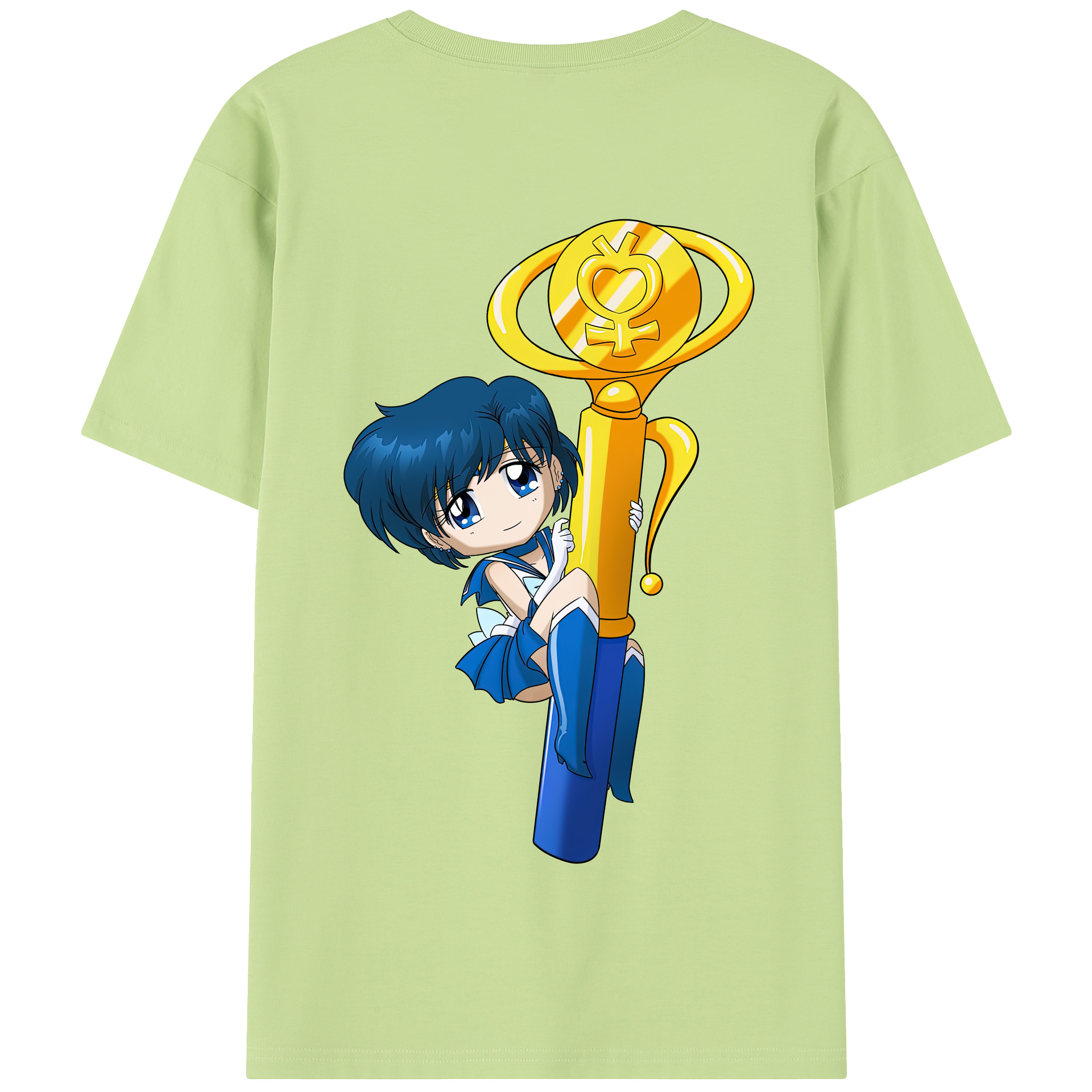 （画像用） 美少女戦士セーラームーン 水野 亜美 みずの あみ Sailor Moon Mizuno Ami 綿100％半袖Tシャツ（背面プリント）